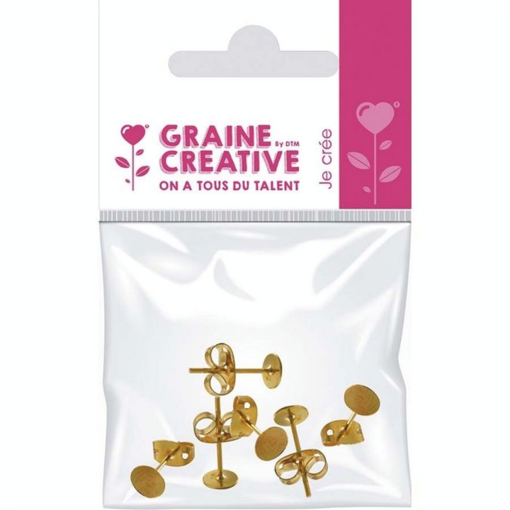 Clou d'oreille 6 pcs 12 mm Coloris or - Graine Créative - Rougier et Plé