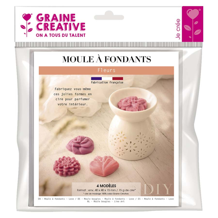 Moule 4 Fondants à Bougie Fleurs - Graine Créative - Rougier et Plé