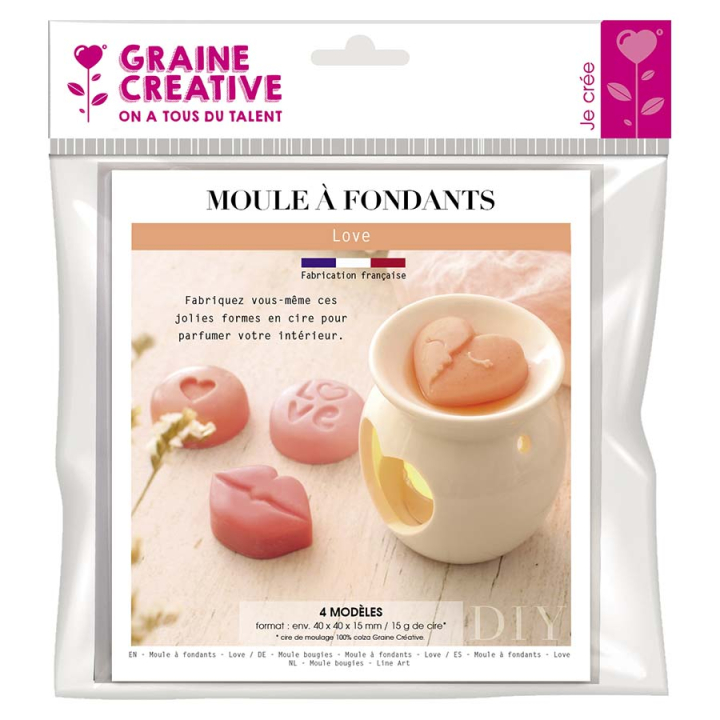 Moule 4 Fondants à Bougie Love - Graine Créative - Rougier et Plé
