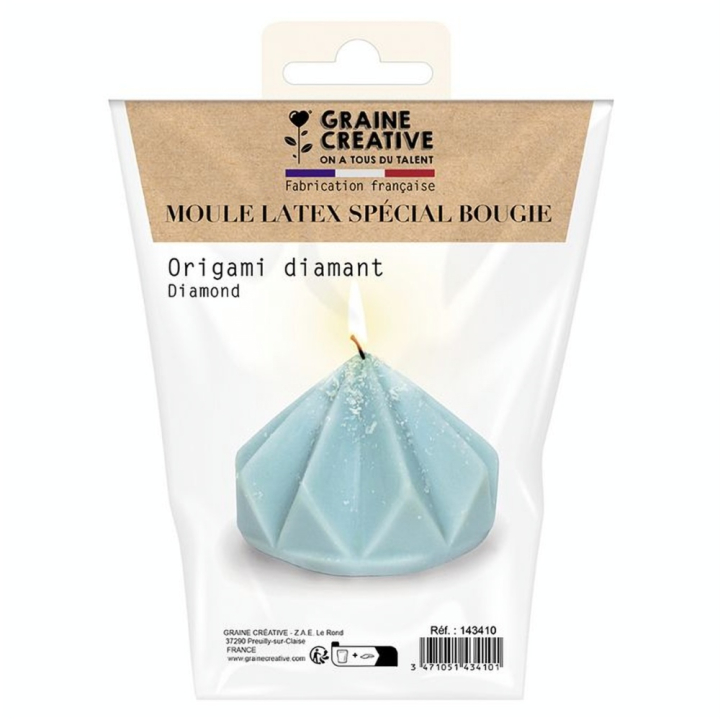 Moule Bougie en latex 8 x 7 cm Origami Diamant - Graine Créative - Rougier et Plé