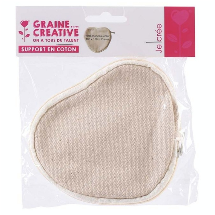 Porte-monnaie en coton 10,5 x 10 x 1,3 cm Cœur - Graine Créative - Rougier et Plé