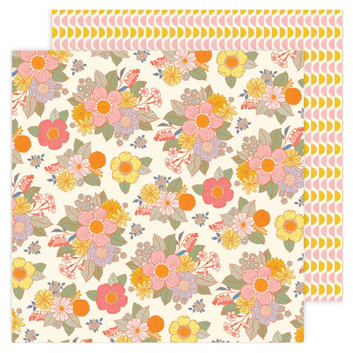 Papier imprimé 30,5 x 30,5 cm 180 g/m² Flower Child - Flower Child - American Crafts - Rougier et Plé