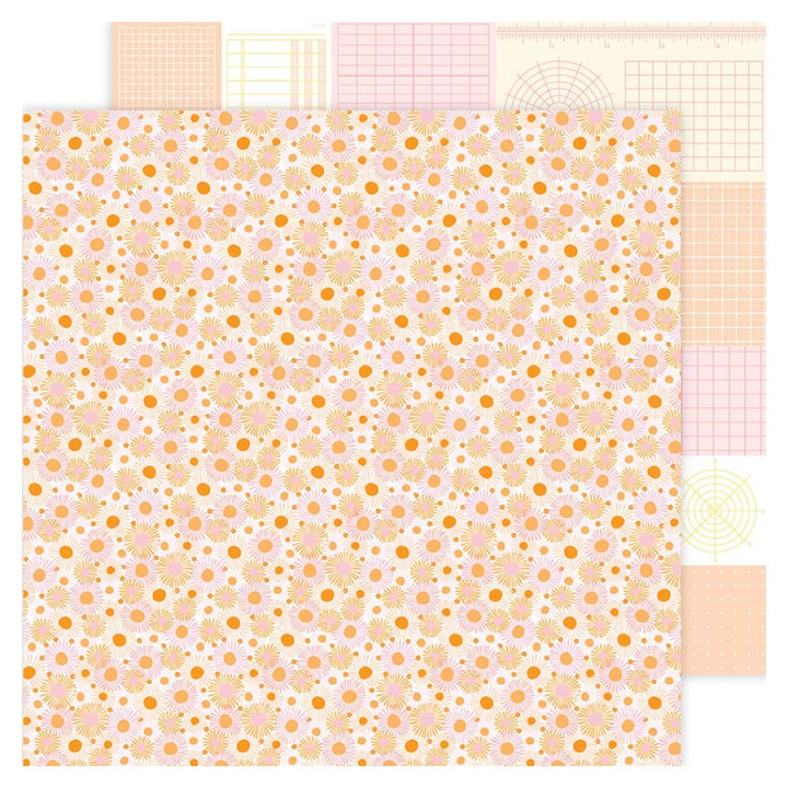 Papier imprimé 30,5 x 30,5 cm 180 g/m² Flower Child - Keeping Tabs - American Crafts - Rougier et Plé