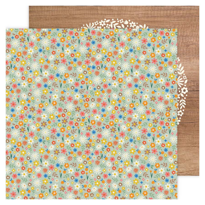 Papier imprimé 30,5 x 30,5 cm 180 g/m² Flower Child - Peace and Love - American Crafts - Rougier et Plé