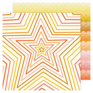 Papier imprimé 30,5 x 30,5 cm 180 g/m² Flower Child - Far Out - American Crafts - Rougier et Plé