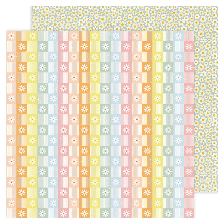 Papier imprimé 30,5 x 30,5 cm 180 g/m² Flower Child - Fab Flowers - American Crafts - Rougier et Plé