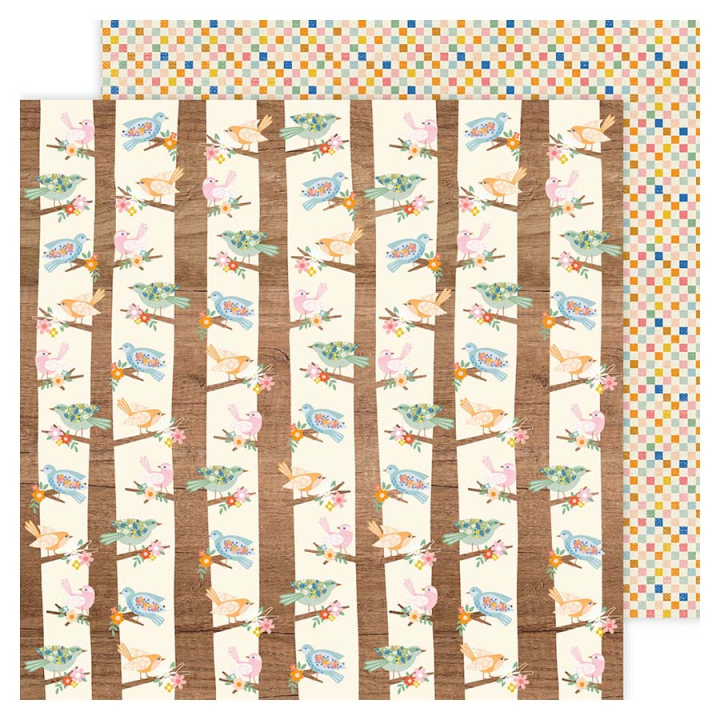 Papier imprimé 30,5 x 30,5 cm 180 g/m² Flower Child - Tweet - American Crafts - Rougier et Plé