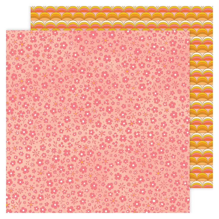 Papier imprimé 30,5 x 30,5 cm 180 g/m² Flower Child - Flower Power - American Crafts - Rougier et Plé