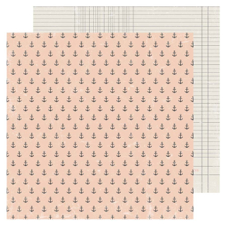 Papier imprimé 30,5 x 30,5 cm 180 g/m² Set Sail - Anchors Away - Heidi Swapp - Rougier et Plé