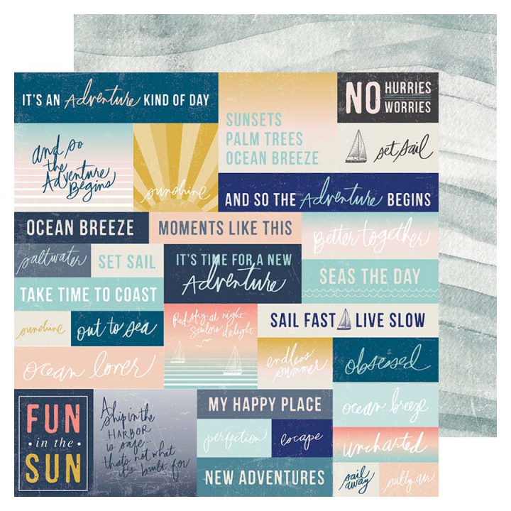 Papier imprimé 30,5 x 30,5 cm 180 g/m² Set Sail - Words - Heidi Swapp - Rougier et Plé