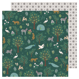 Papier imprimé 30,5 x 30,5 cm 180 g/m² Woodland Grove - Walk In The Woods - American Crafts - Rougier et Plé