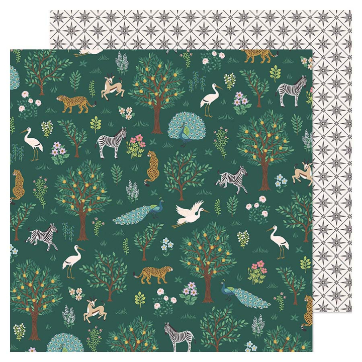 Papier imprimé 30,5 x 30,5 cm 180 g/m² Woodland Grove - Walk In The Woods - American Crafts - Rougier et Plé