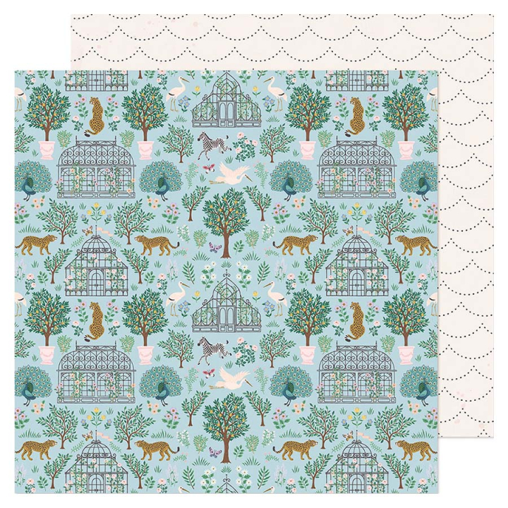Papier imprimé 30,5 x 30,5 cm 180 g/m² Woodland Grove - Menagerie - American Crafts - Rougier et Plé