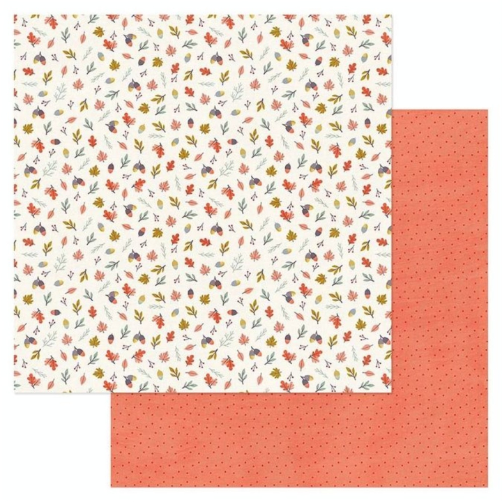 Papier imprimé 30,5 x 30,5 cm 180 g/m² Farmstead Harvest - Acorns - American Crafts - Rougier et Plé