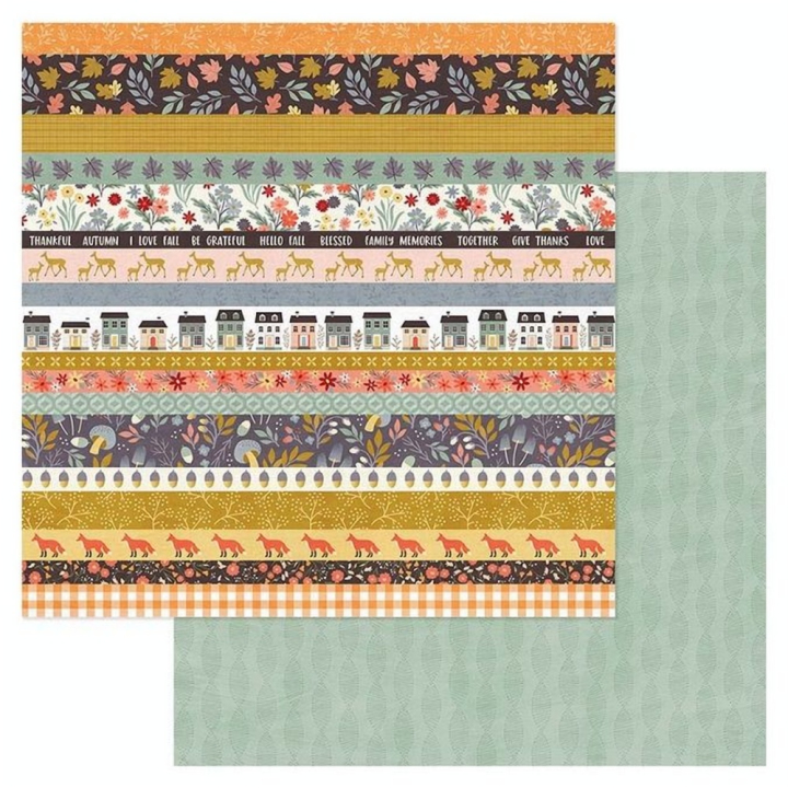 Papier imprimé 30,5 x 30,5 cm 180 g/m² Farmstead Harvest - Strip Page - American Crafts - Rougier et Plé