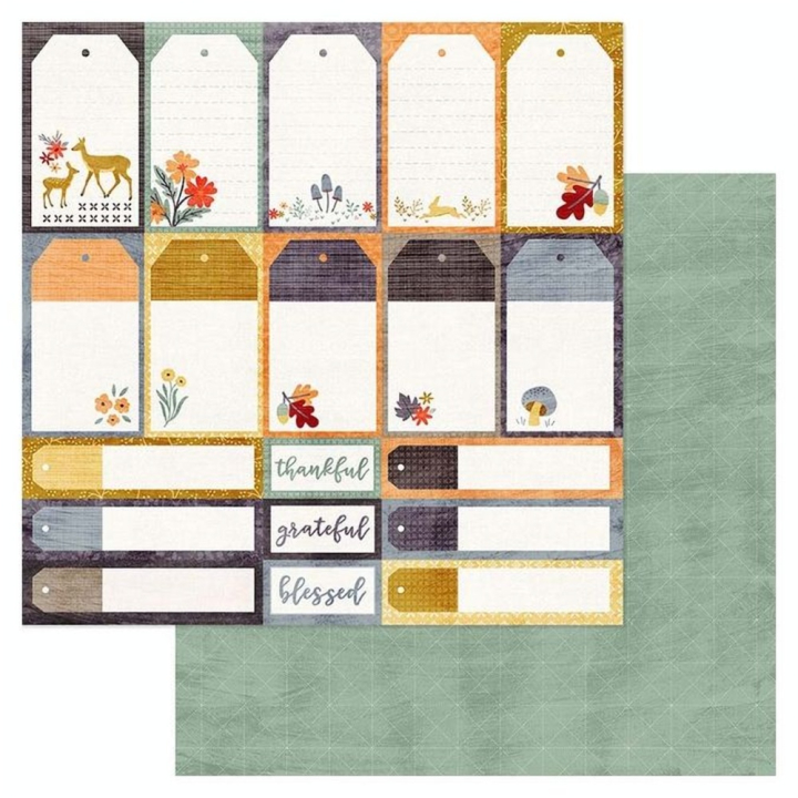 Papier imprimé 30,5 x 30,5 cm 180 g/m² Farmstead Harvest - Tags - American Crafts - Rougier et Plé
