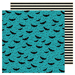 Papier imprimé 30,5 x 30,5 cm 180 g/m² Happy Halloween - Bats - American Crafts - Rougier et Plé