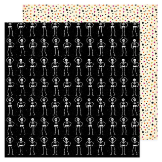 Papier imprimé 30,5 x 30,5 cm 180 g/m² Happy Halloween - Skeletons - American Crafts - Rougier et Plé