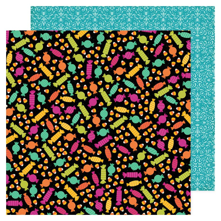 Papier imprimé 30,5 x 30,5 cm 180 g/m² Happy Halloween - Candy - American Crafts - Rougier et Plé
