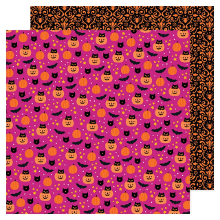 Papier imprimé 30,5 x 30,5 cm 180 g/m² Happy Halloween - Cats n Bats - American Crafts - Rougier et Plé