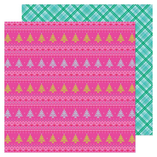 Papier imprimé 30,5 x 30,5 cm 180 g/m² Sugarplum wishes N°3 - American Crafts - Rougier et Plé