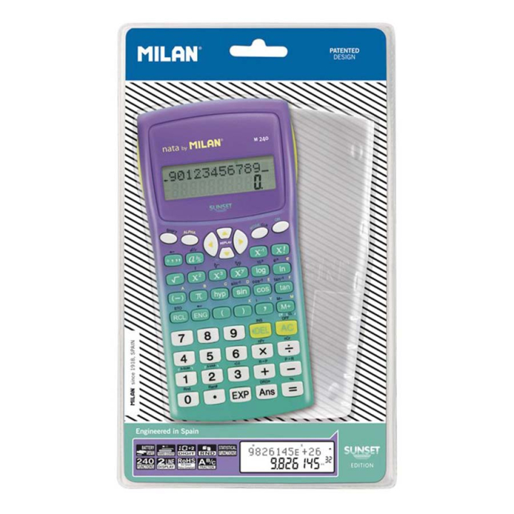 Calculatrice scientifique M240 Sunset turquoise - MILAN - Rougier et Plé