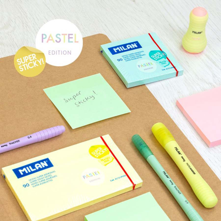 Bloc de 90 notes super adhésives 76 x 76 mm Vert pastel - MILAN - Rougier et Plé