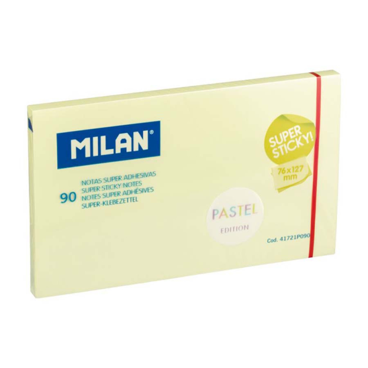 Bloc de 90 notes super adhésives 76 x 127 mm Jaune pastel - MILAN - Rougier et Plé