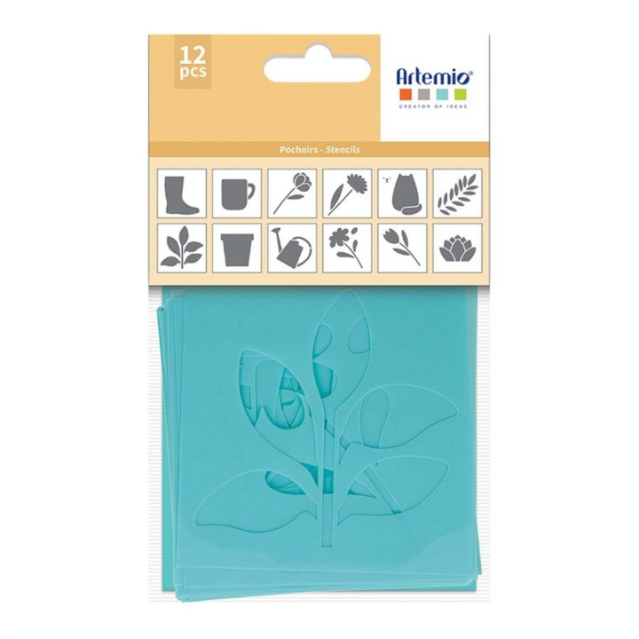 Pochoirs Kraft 9 x 9 cm 12 pcs Life is Simple 12 pcs - Artemio - Rougier et Plé