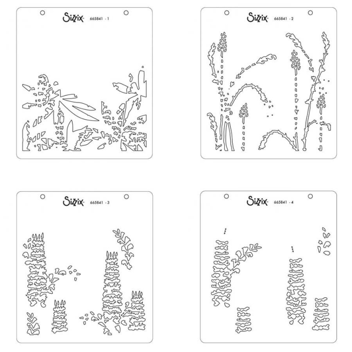 Pochoirs superposables 15 x 15 cm Fleurs sauvages 4 pcs - Sizzix - Rougier et Plé