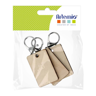 Porte-clés en bois Rectangles 5,5 x 3,5 x 0,5 cm 3 pcs - Artemio - Rougier et Plé