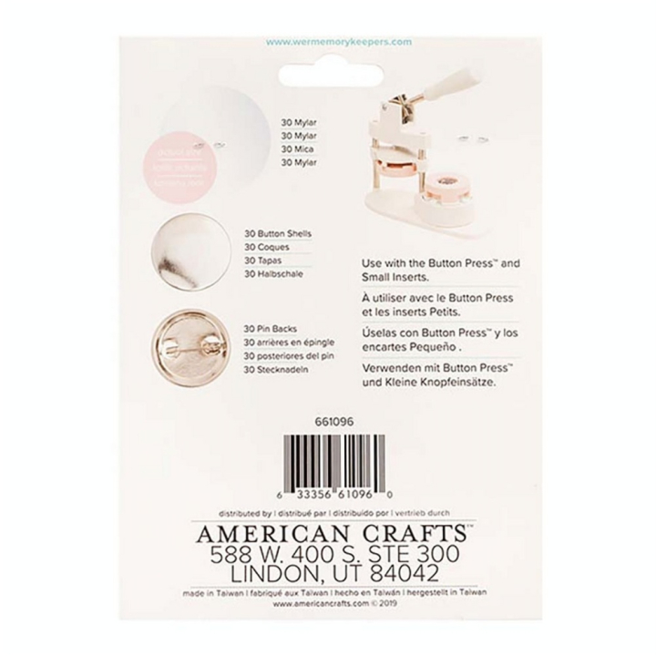 Recharges de machine à badges Button Press Petit format 25 mm 30 pcs - We R Memory Keepers - Rougier et Plé