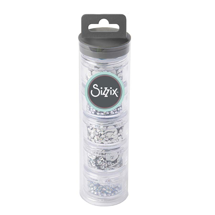 Sequins & Perles 5 pots Argent - Sizzix - Rougier et Plé