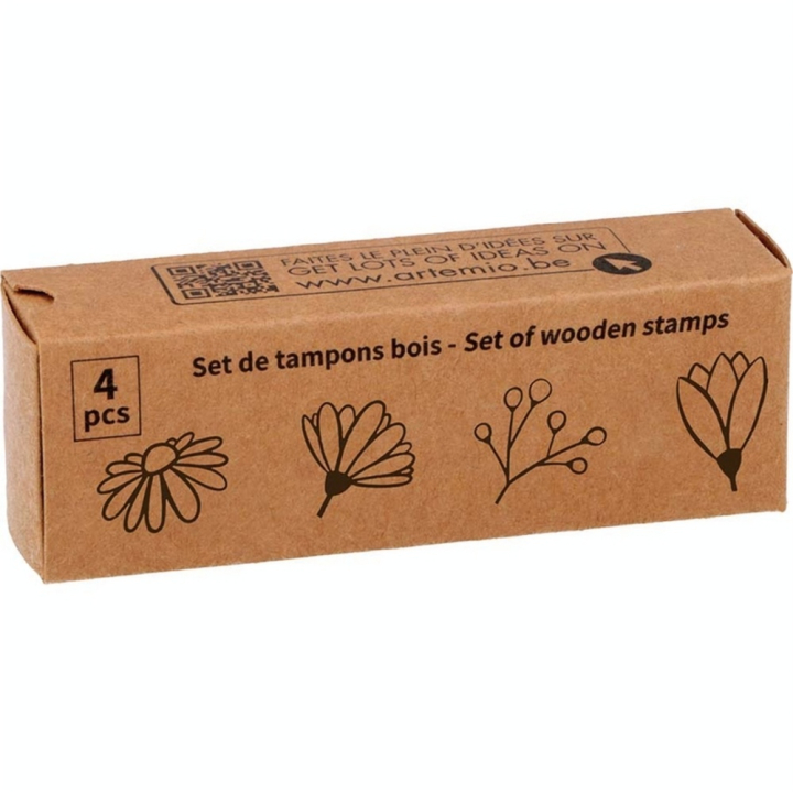 Tampons Bois 20 x 25 mm Life is Simple - Plantes 4 pcs - Artemio - Rougier et Plé