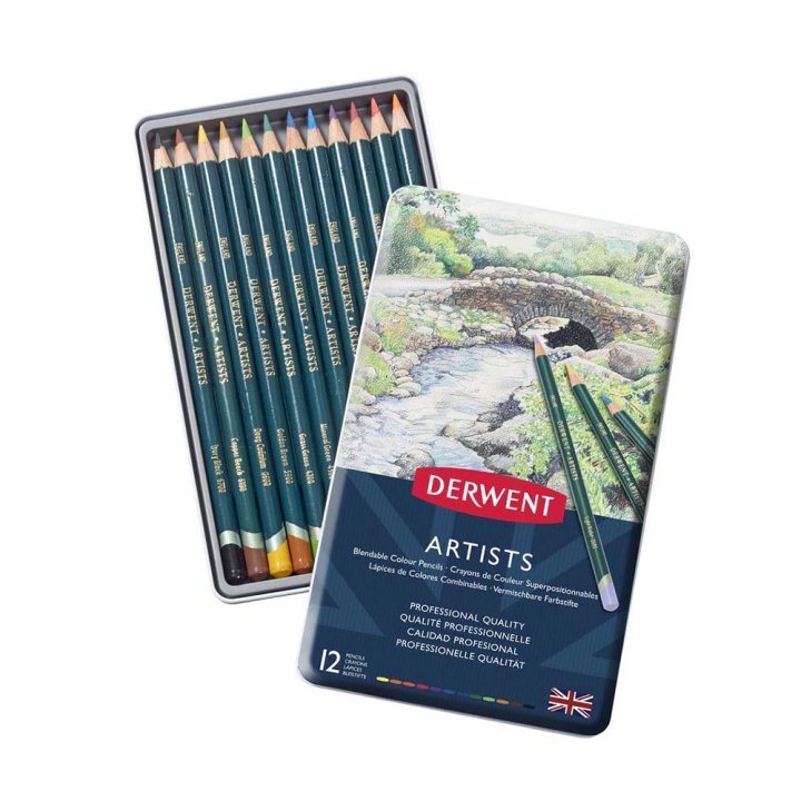 Crayon de couleur Artists Boîte métal 12 pcs - Winsor & Newton - Rougier et Plé