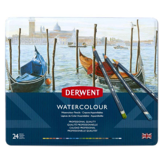 Crayon de couleur aquarellable Watercolour Boîte métal 24 pcs - Derwent - Rougier et Plé