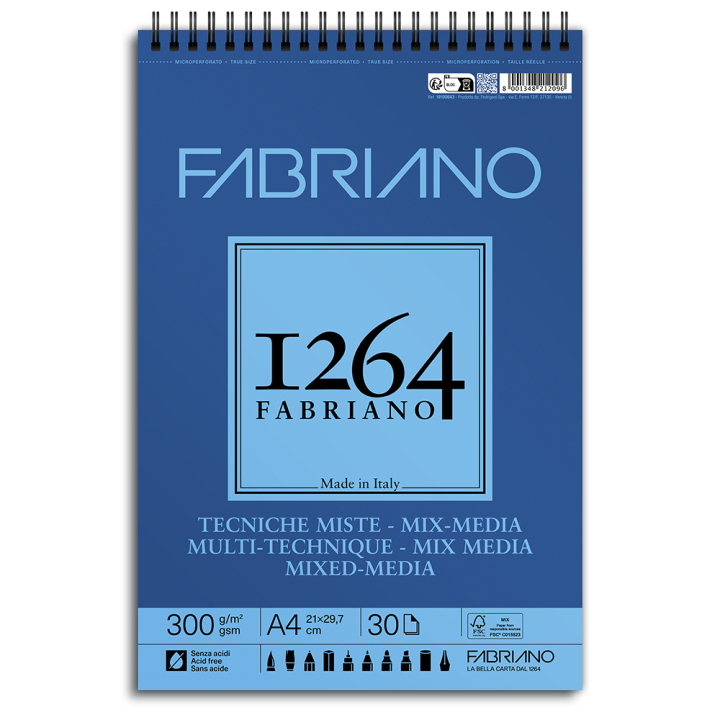 Bloc Papier Mix Media 300 g/m² Spirale - Fabriano - Rougier et Plé