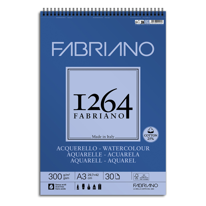 Bloc Papier Aquarelle 300 g/m² Spirale - Fabriano - Rougier et Plé