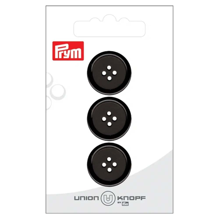 Bouton polyester 3 pcs ø 20 mm Noir - Prym - Rougier et Plé