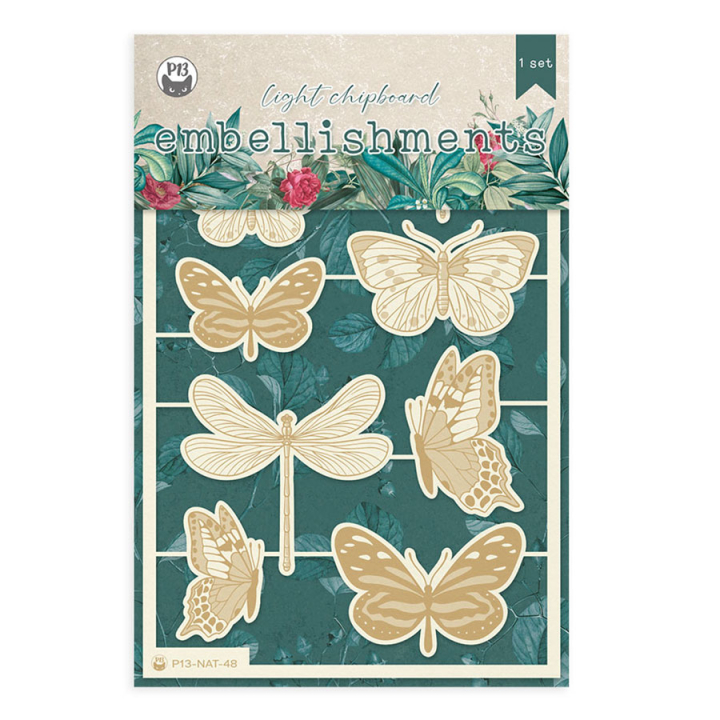 Naturalist Chipboard aggloméré papillons 8 pcs - P13 - Rougier et Plé