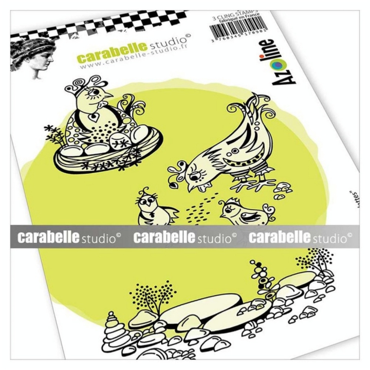 Tampon Cling 10,5 x 14,8 cm Les Poulettes 3 pcs - Carabelle Studio - Rougier et Plé