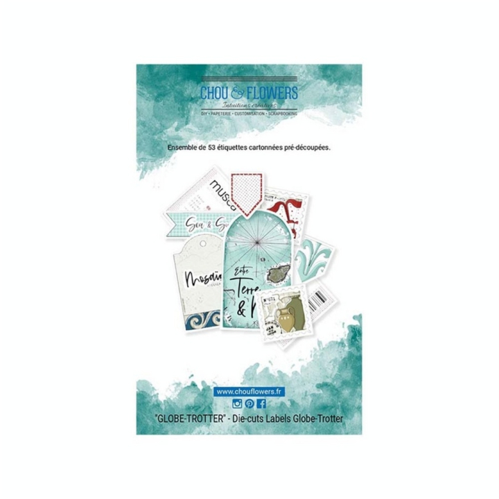 Découpes en papier Globe-trotter Die cuts Label 53 pcs - Chou & Flowers - Rougier et Plé