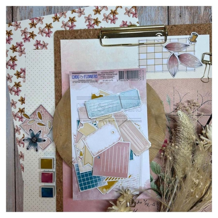 Découpes en papier Victoria Street Die cuts Victoria Street Etiquettes 57 pcs - Chou & Flowers - Rougier et Plé