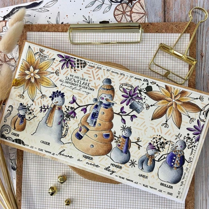 Pochoir 6 x 29 cm Frise flocons - Chou & Flowers - Rougier et Plé