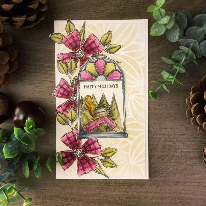 Pochoir masque 9,5 x 9,5 cm Fleur d'hiver - Chou & Flowers - Rougier et Plé