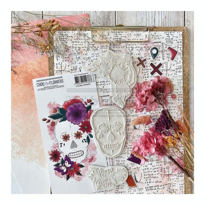 Tampons Cling 10 x 21 cm Calavera 3 pcs - Chou & Flowers - Rougier et Plé