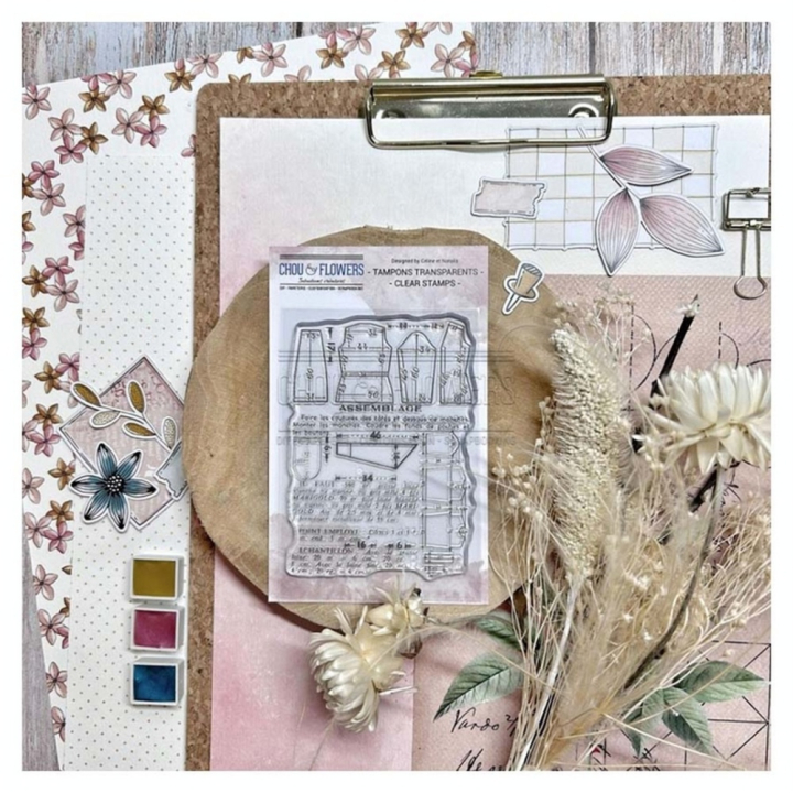 Tampon transparent Fond patron - Chou & Flowers - Rougier et Plé