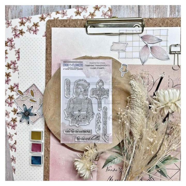 Tampons transparents La vie en rose 7 pcs - Chou & Flowers - Rougier et Plé