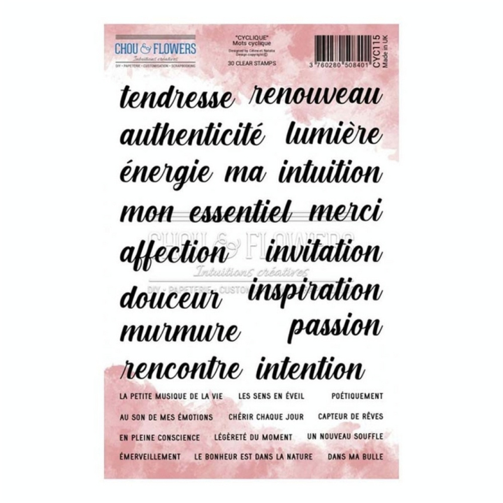 Tampons transparents Mots cycliques 30 pcs - Chou & Flowers - Rougier et Plé