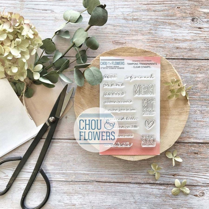 Tampons transparents Thank you  15 pcs - Chou & Flowers - Rougier et Plé